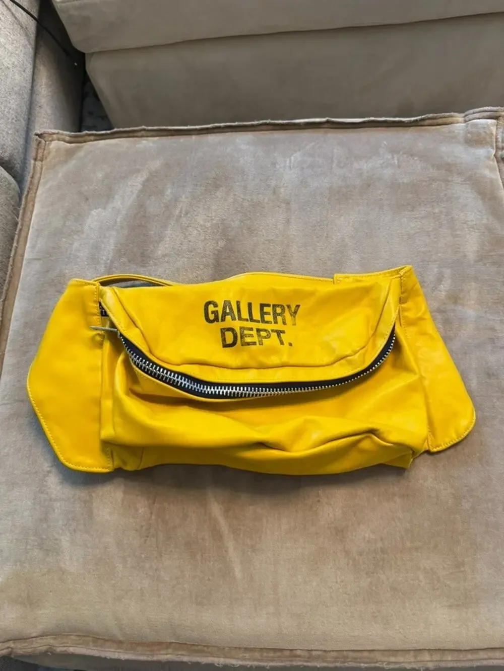Gallery Dept Logo Print Leather Belt Bag Yellow Mr Porter Exclusive $950 Retail